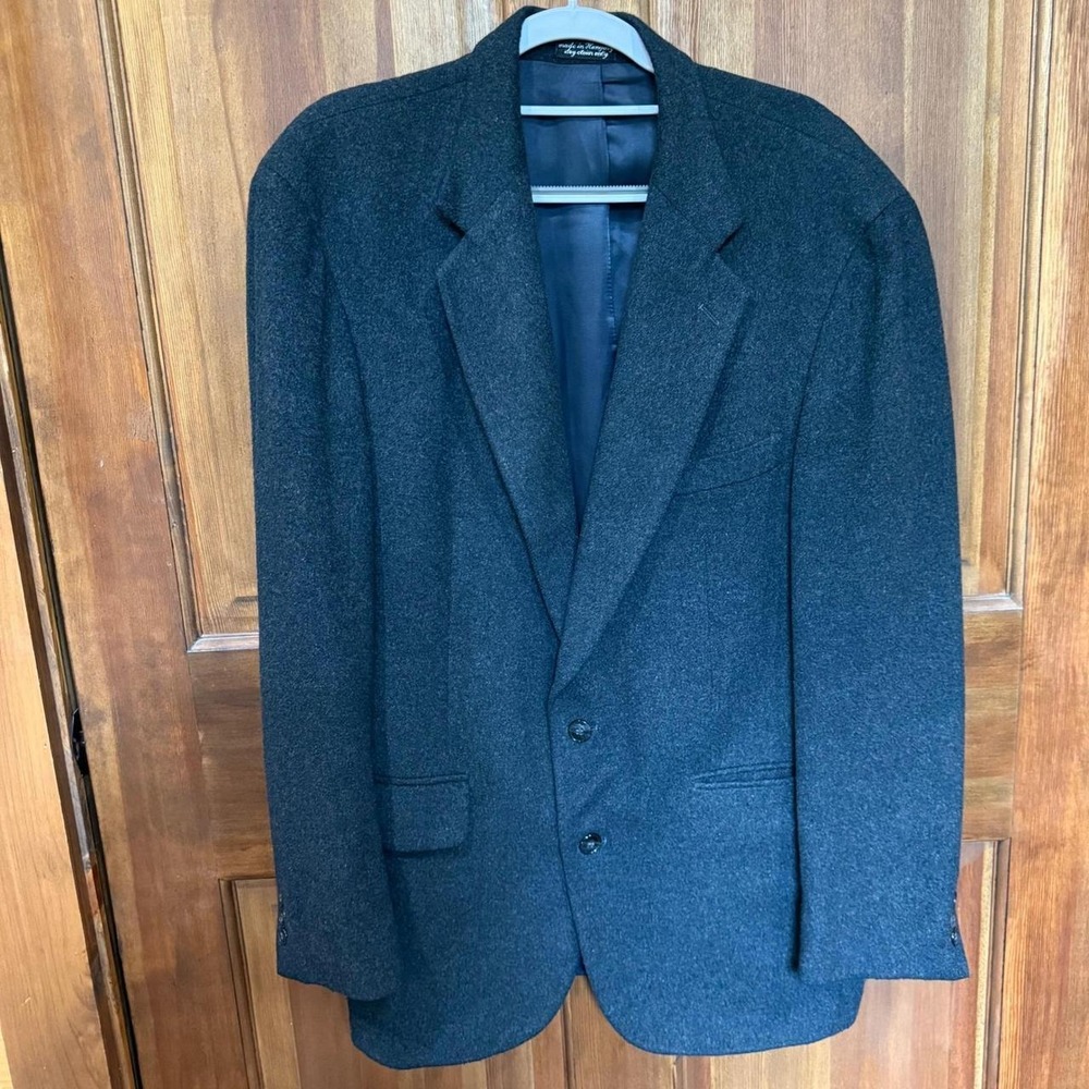 Ron Chereskin Men Charcoal Gray Camel Hair 2 Button Blazer Sport Coat Hungary 42